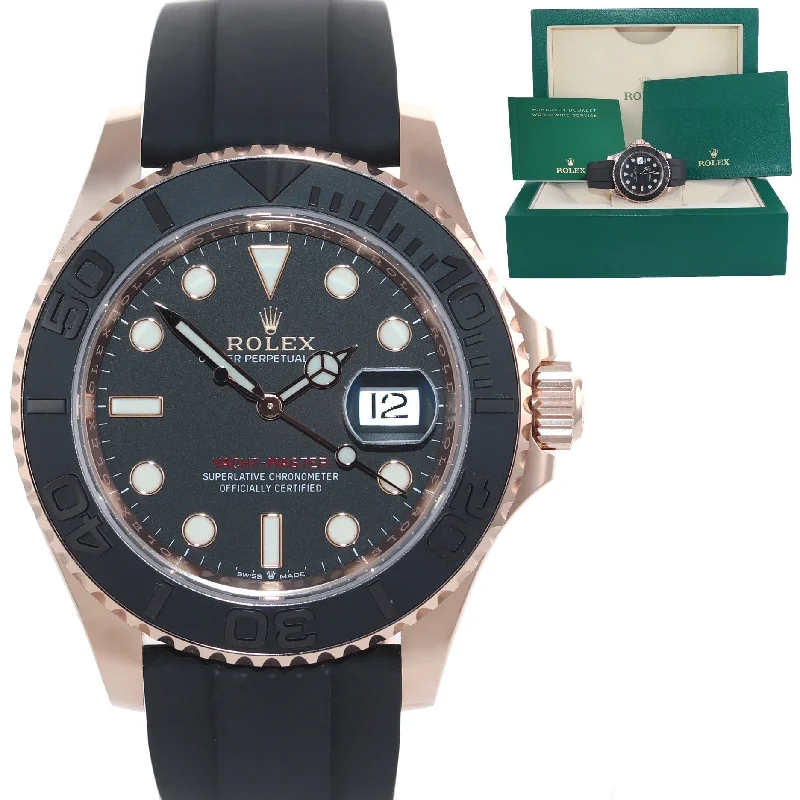 High-End Watches for Special Occasions-2021 Rolex Yacht-Master 126655 18k Rose Everose Gold 40mm Oysterflex Watch Box