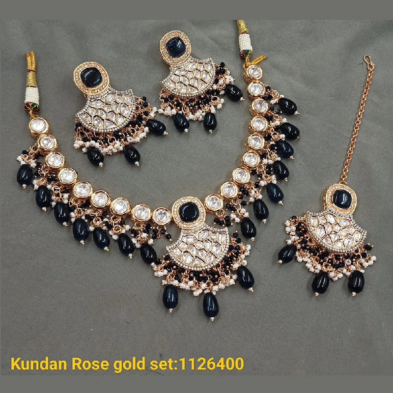 Handmade Pendant Necklaces-Padmawati Bangles Gold Plated Kundan & Beads Necklace Set