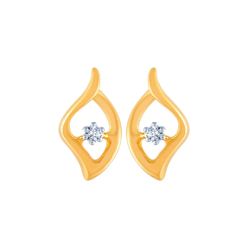 Gold-Plated Earrings for Women-18k (750) Yellow Gold And Diamond Stud Earrings For Women