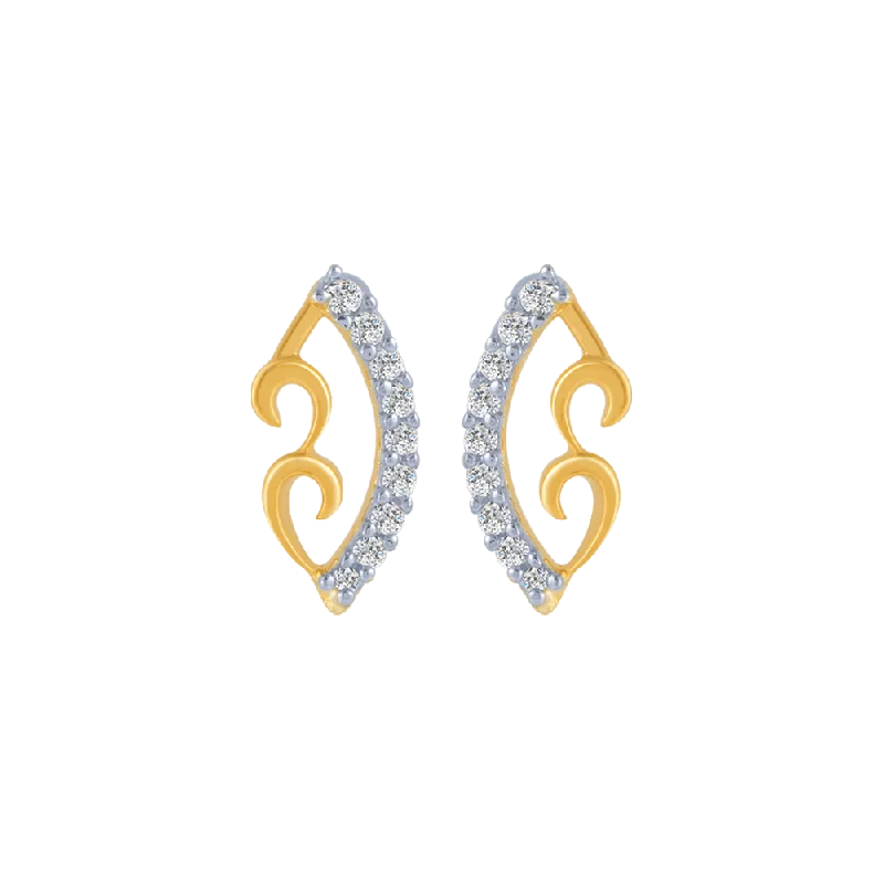 Stud Earrings for Women-18KT (750) Yellow Gold And Diamond Stud Earrings For Women