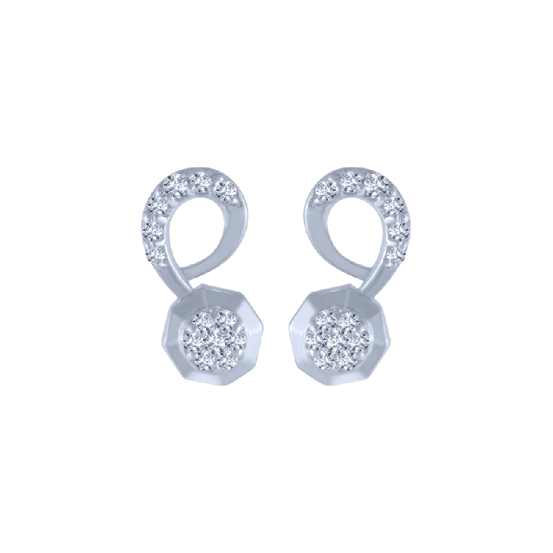 Premium Gold Earrings-18KT (750) White Gold And Diamond Stud Earrings For Women