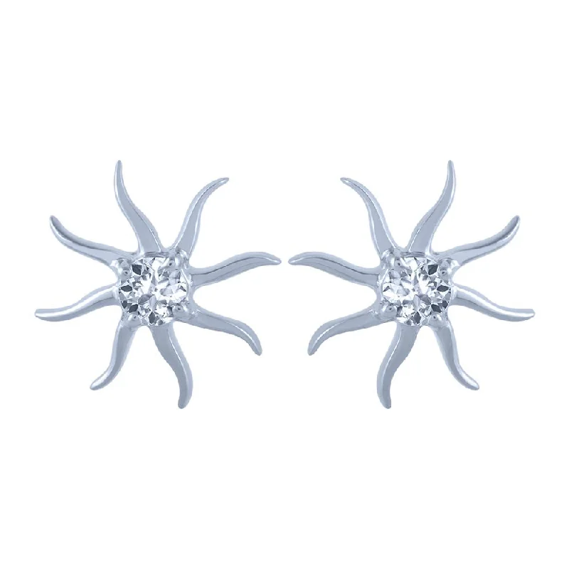 Affordable Silver Earrings-18k (750) White Gold And Diamond Stud Earrings For Women