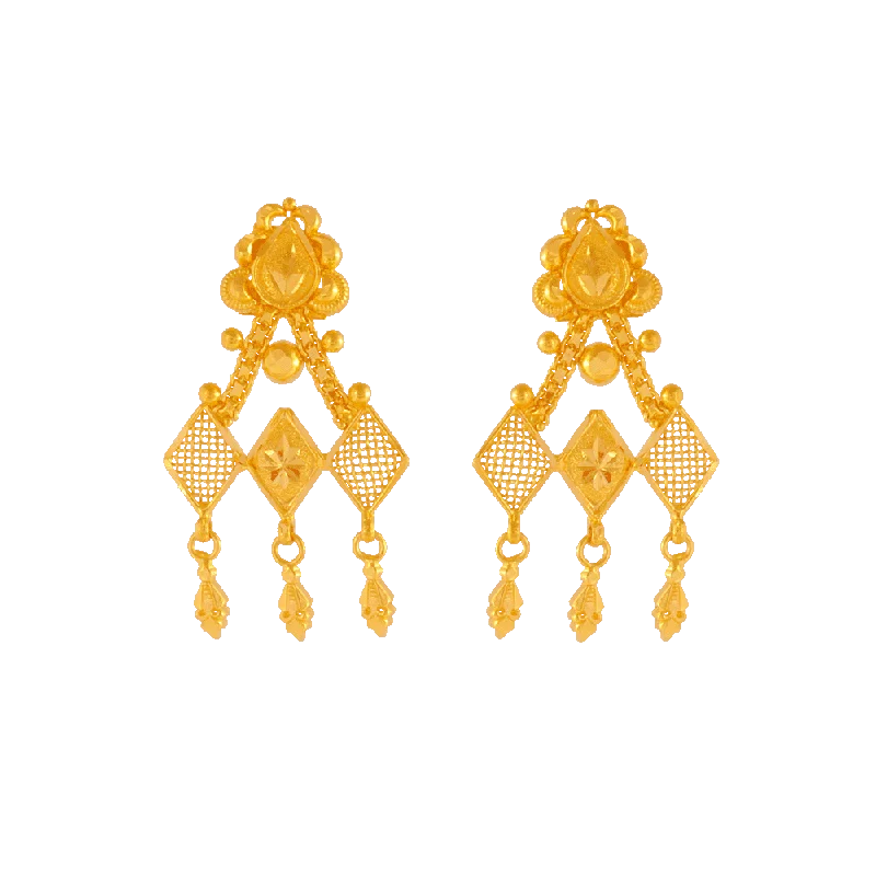 Bridal Jewelry Earrings-22KT Yellow Gold Jhumki Earrings For Women