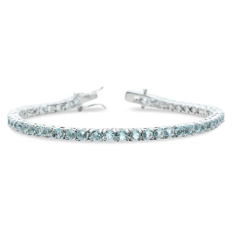 Handmade Silver Cuff Bracelets-THE AZUL TENNIS BRACELET