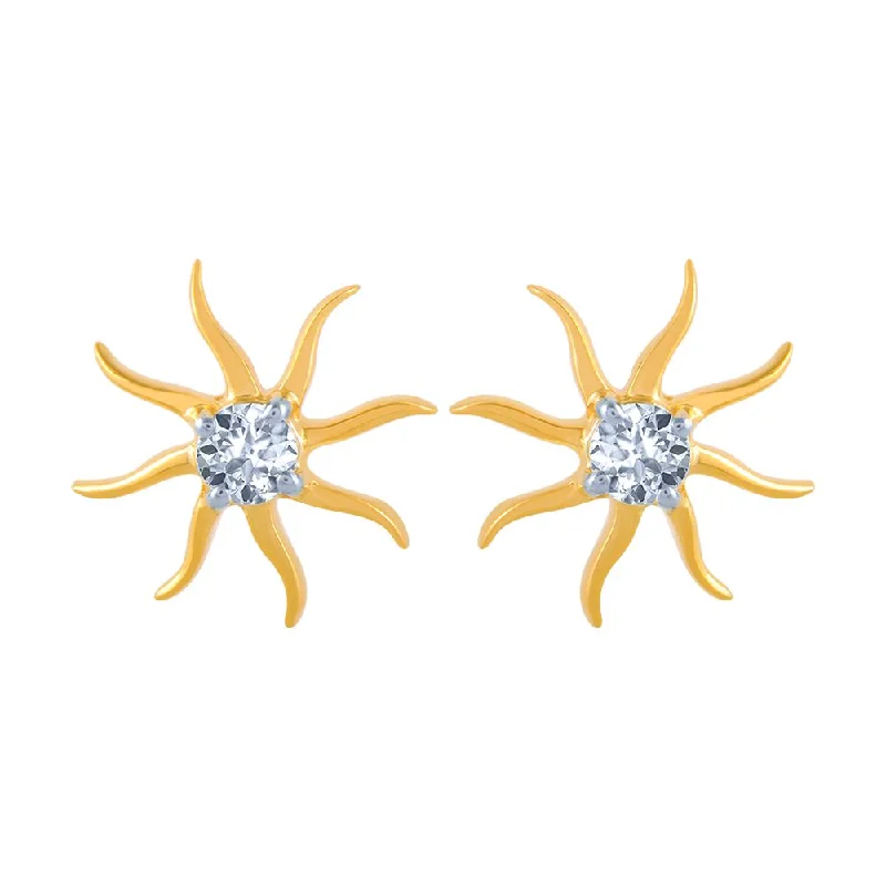 Gold-Plated Earrings for Women-18k (750) Yellow Gold And Diamond Stud Earrings For Women