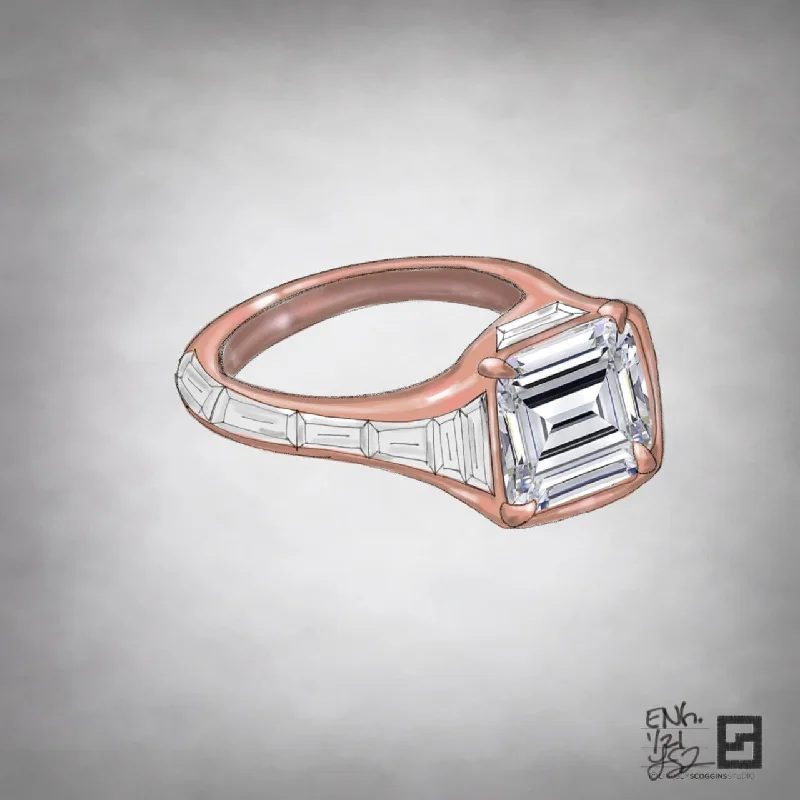 Fashion Rings for Women-ASSCHER CUT TAPERED GYPSY