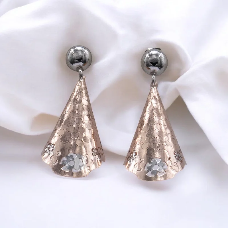 Colorful Statement Earrings-Rosegold silver triangle drop earrings for women and girls