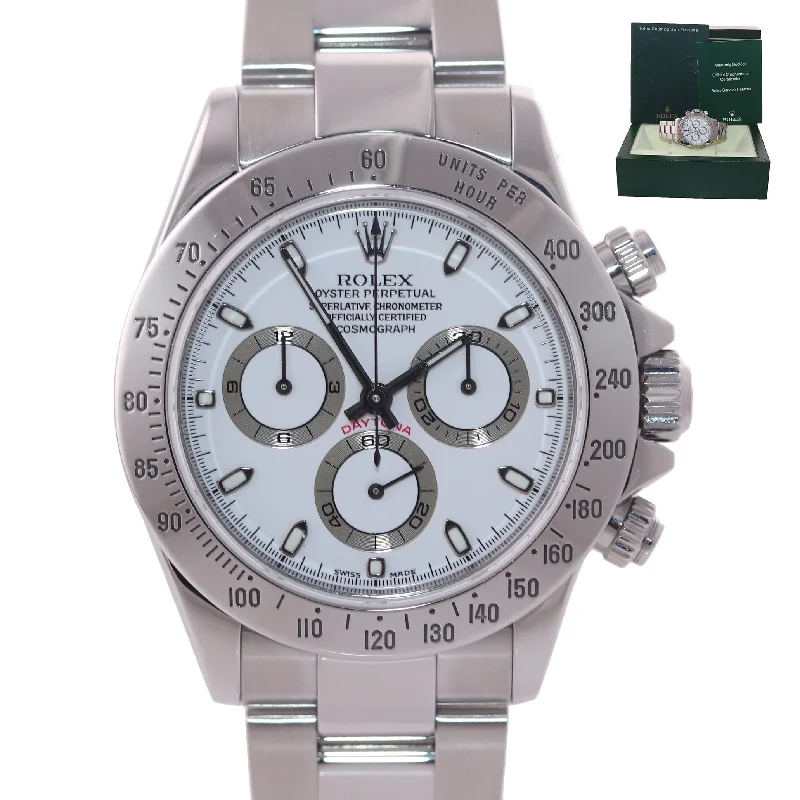 Elegant Smart Watches for Women-2005 Rolex Daytona 116520 White Dial Steel 40mm Chrono Watch Box