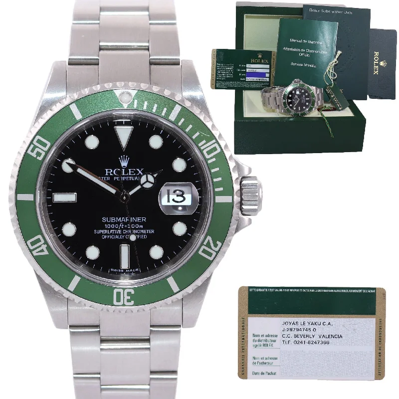 Stylish Smart Watches for Women-PAPERS UNPOLISHED 2008 Rolex Submariner Kermit Green Submariner 16610LV Watch