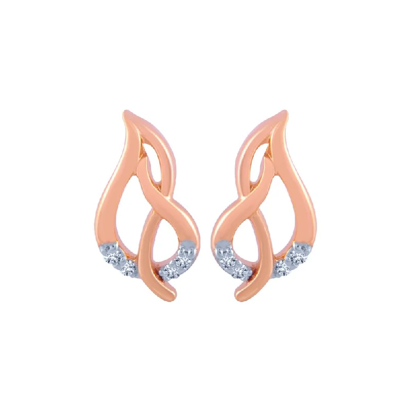 Classic Hoop Earrings-18k (750) Rose Gold And Diamond Stud Earrings For Women