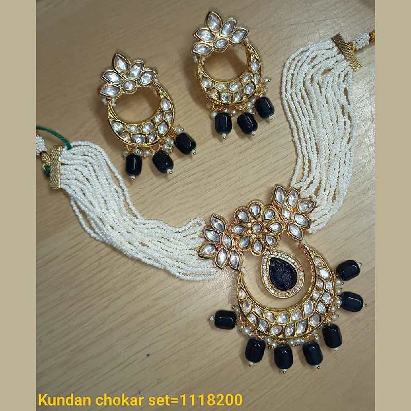 Designer Bead Necklaces-Padmawati Bangles Gold Plated Kundan Stone Choker Necklace Set