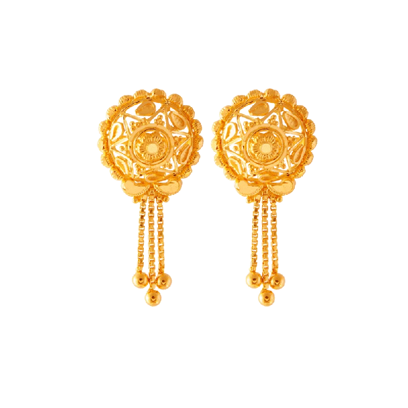 Ethnic Earrings for Women-22KT (916) Yellow Gold Stud Earrings For Women