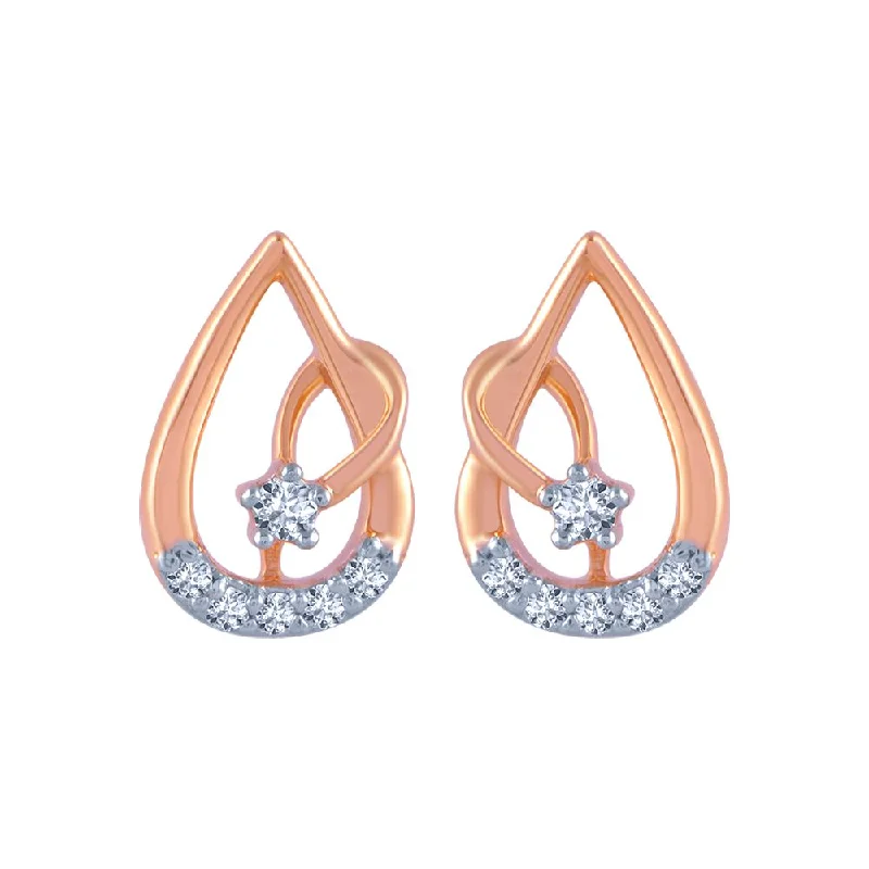 Large Hoop Earrings for Women-18k (750) Rose Gold And Diamond Stud Earrings For Women