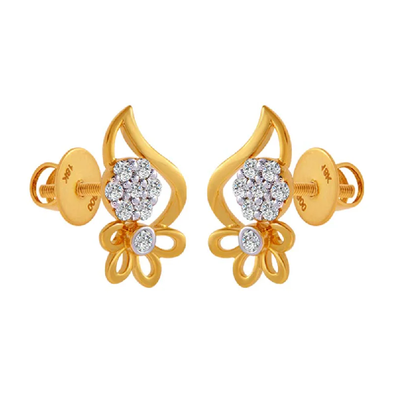 Black Pearl Earrings-18KT (750) Yellow Gold And Diamond Clip-on Earrings For Women