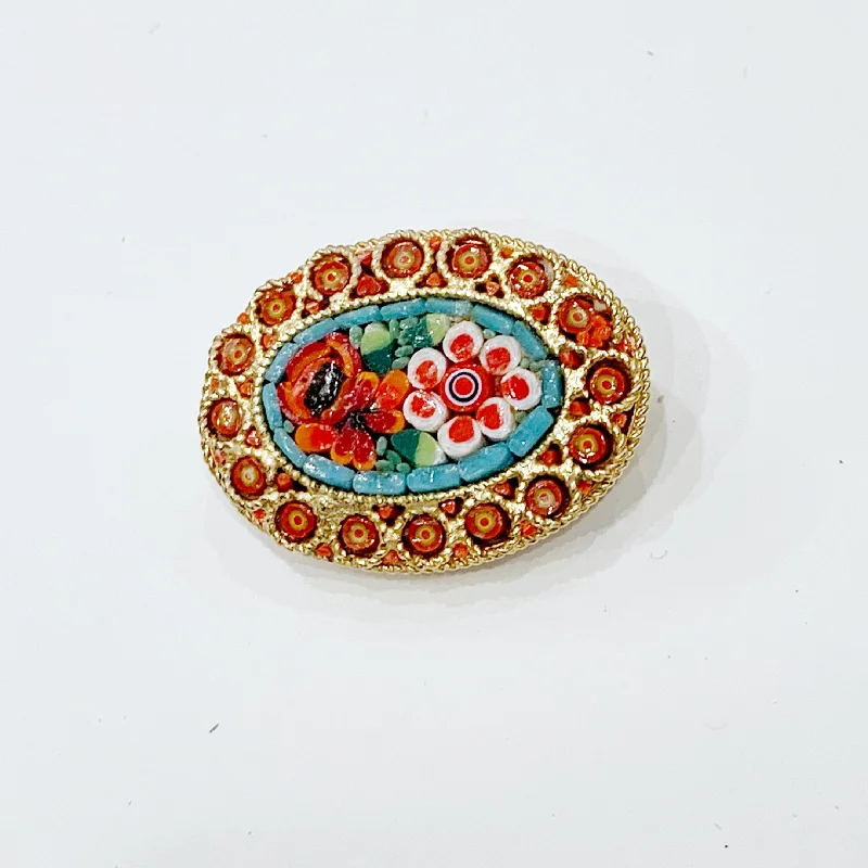 Handmade Vintage Brooch-Handmade Vintage Brooch-Estate Collection Brooch - Micro Mosaic Italian Design