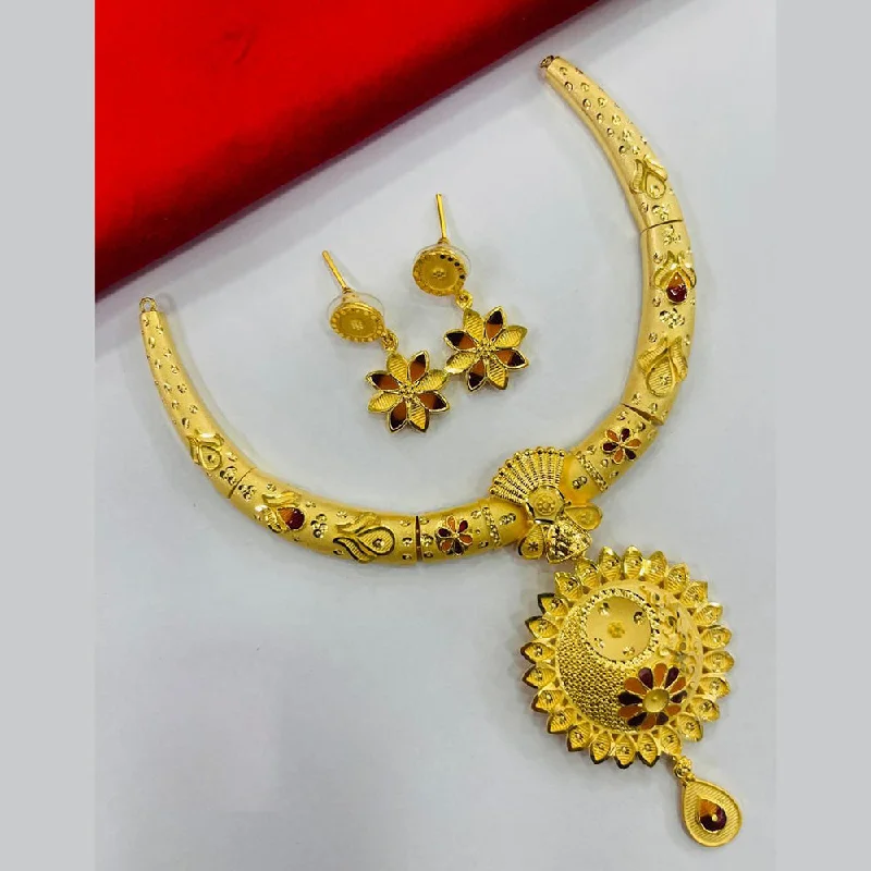 Heart Shaped Necklaces-FS Collection Gold Plated Meenakari Necklace Set