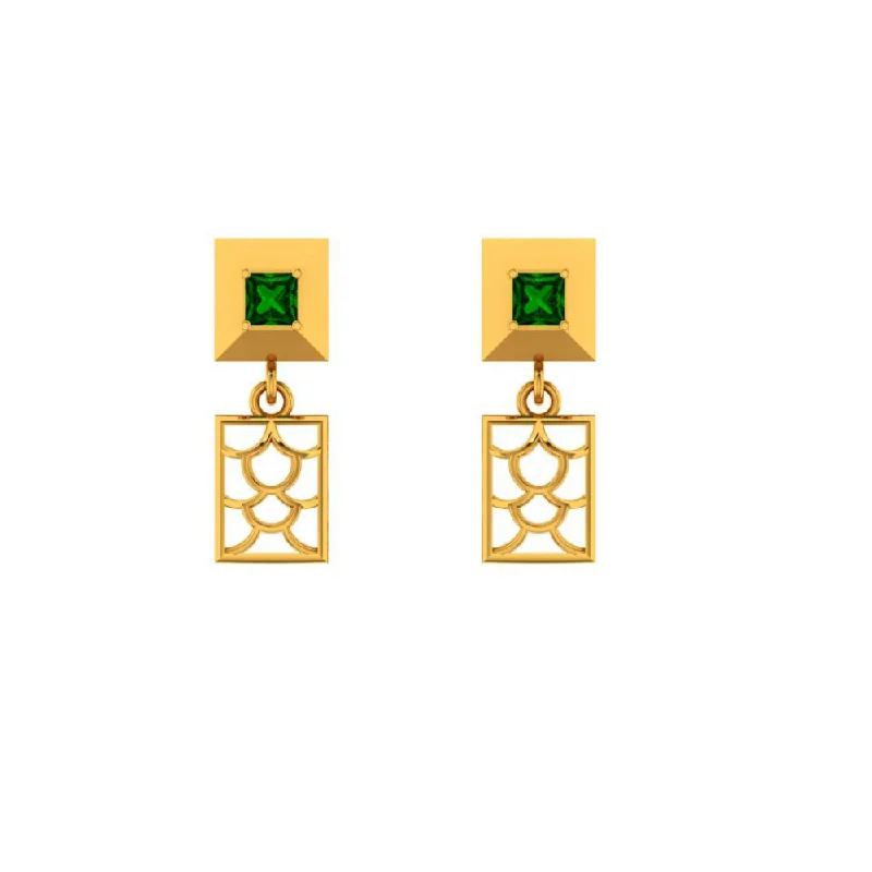 Gemstone Stud Earrings-14KT (585) Yellow Gold Earrings For Women