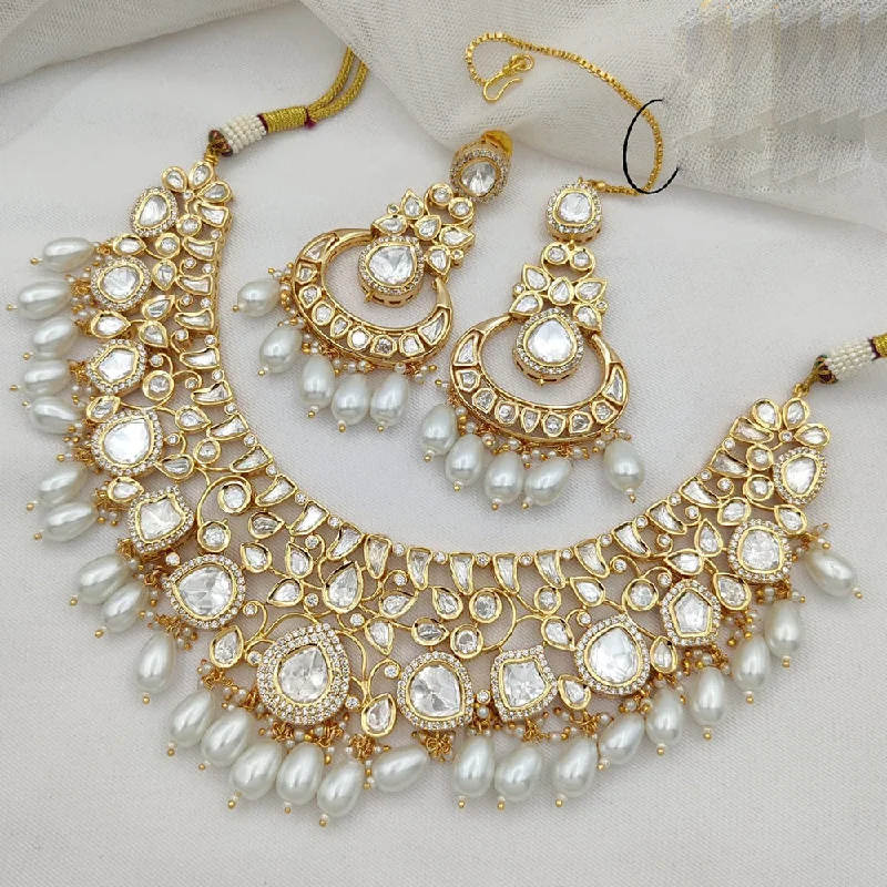 Beaded Tribal Necklaces-Jewel Addiction Gold Plated Kundan Necklace Set