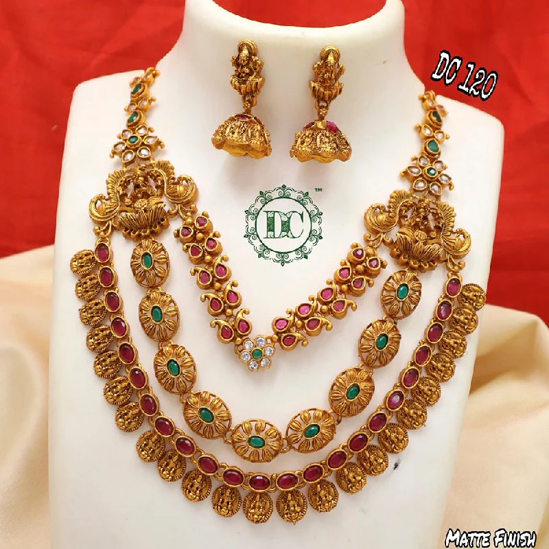 Small Pendant Necklaces-Diksha Collection Gold Plated Necklace Set