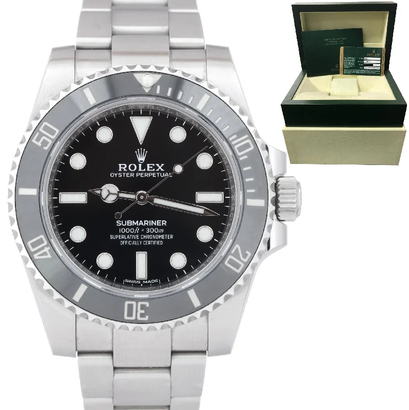 Luxury Digital Watches-Rolex Submariner No-Date 40mm Stainless Black Ceramic Dive Watch 114060 B+P