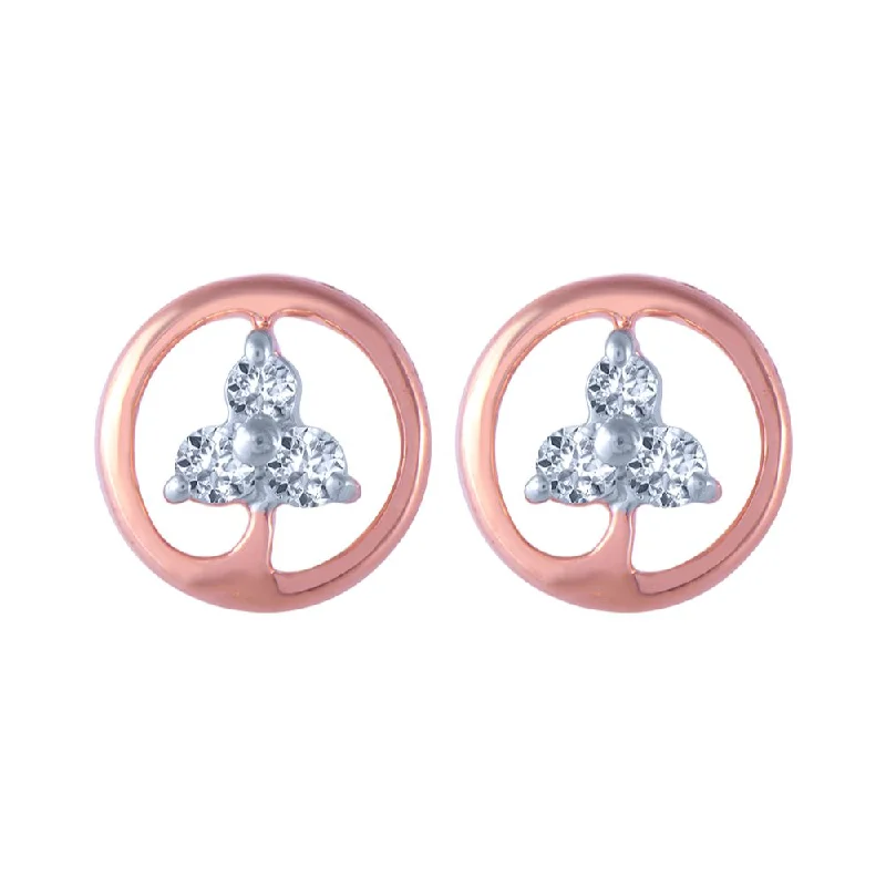 Geometric Earrings-18k (750) Rose Gold And Diamond Stud Earrings For Women