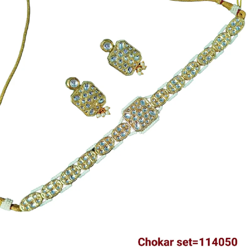 Gold Chain Necklaces for Women-Padmawati Bangles Kundan Stone Gold Plated Necklace Set