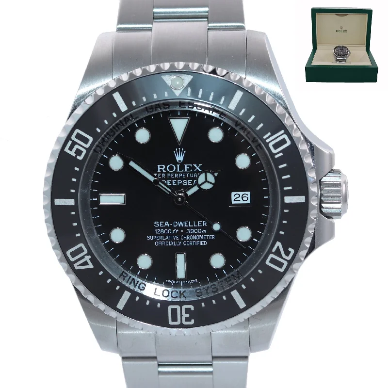 Retro Style Watches-Rolex Sea-Dweller Deepsea 116660 Stainless Steel 44mm Black Watch Box