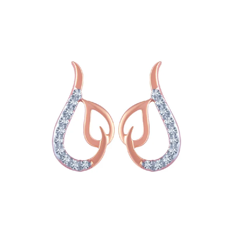 Floral Earrings for Women-18k (750) Rose Gold And Diamond Stud Earrings For Women