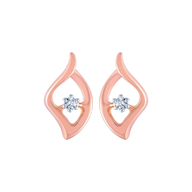 Party Earrings for Women-18k (750) Rose Gold And Diamond Stud Earrings For Women