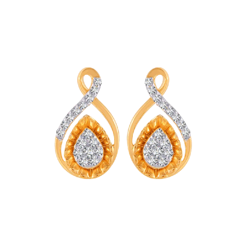 Bold Statement Earrings-18KT (750) Yellow Gold And Diamond Stud Earrings For Women