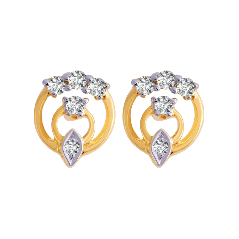 Elegant Crystal Earrings-18KT (750) Yellow Gold And Diamond Clip-on Earrings For Women