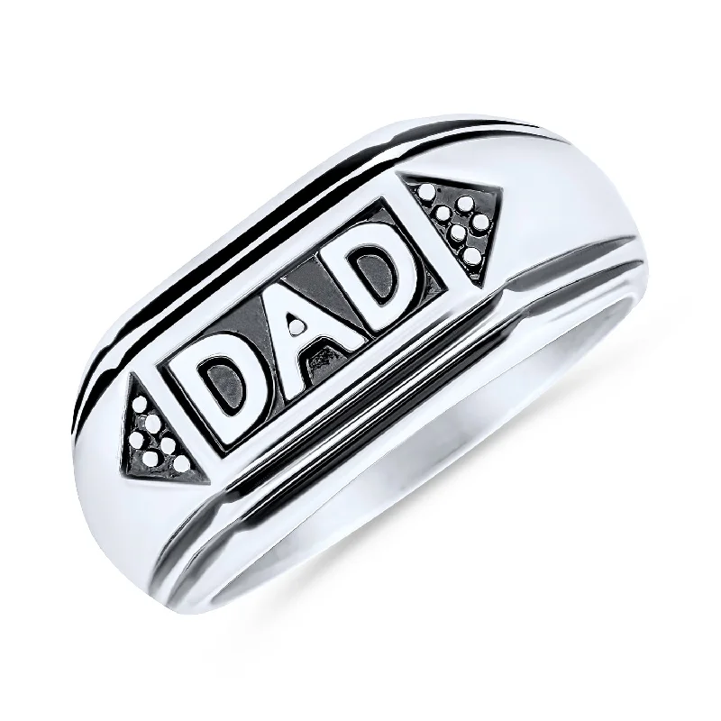 Wedding Rings with Diamonds-Mens Stainless Steel Word Statement Band Signet DAD Ring for Father's Day Gift