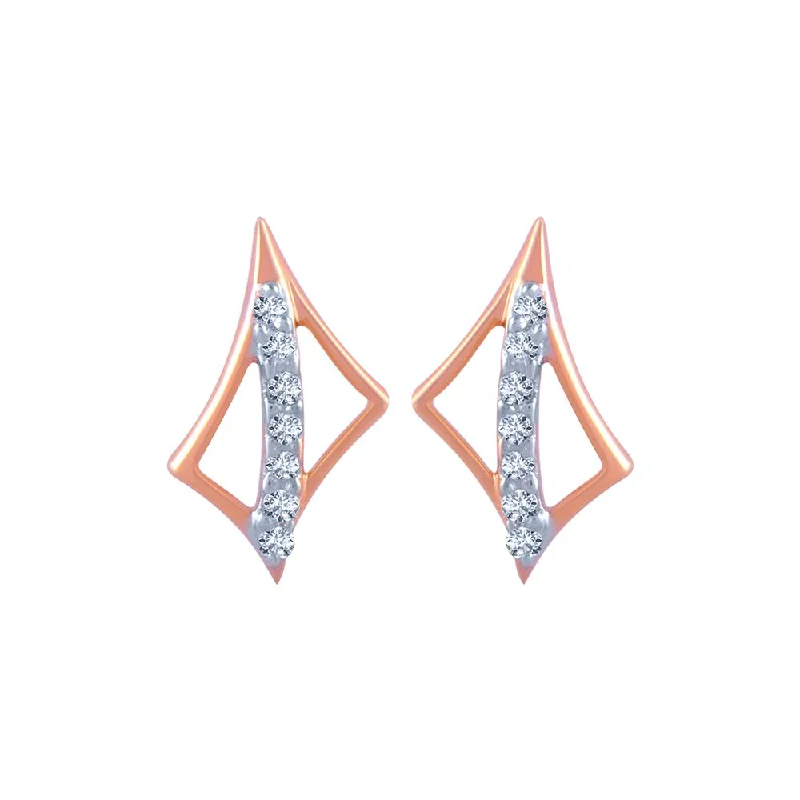 Mixed Metal Earrings-18k (750) Rose Gold And Diamond Stud Earrings For Women