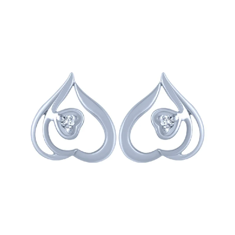 Sparkling Gem Earrings-18k (750) White Gold And Diamond Stud Earrings For Women