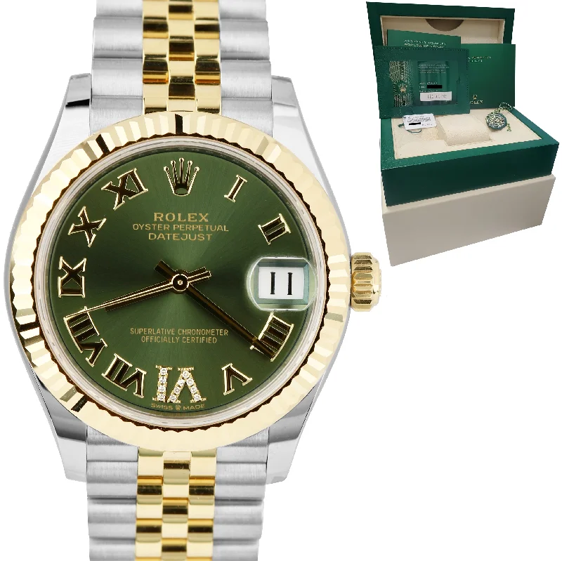 Women’s Watches with Customizable Bands-NEW Rolex DateJust 31 278273 Two-Tone Gold Steel 31mm Olive Dial Jubilee Watch