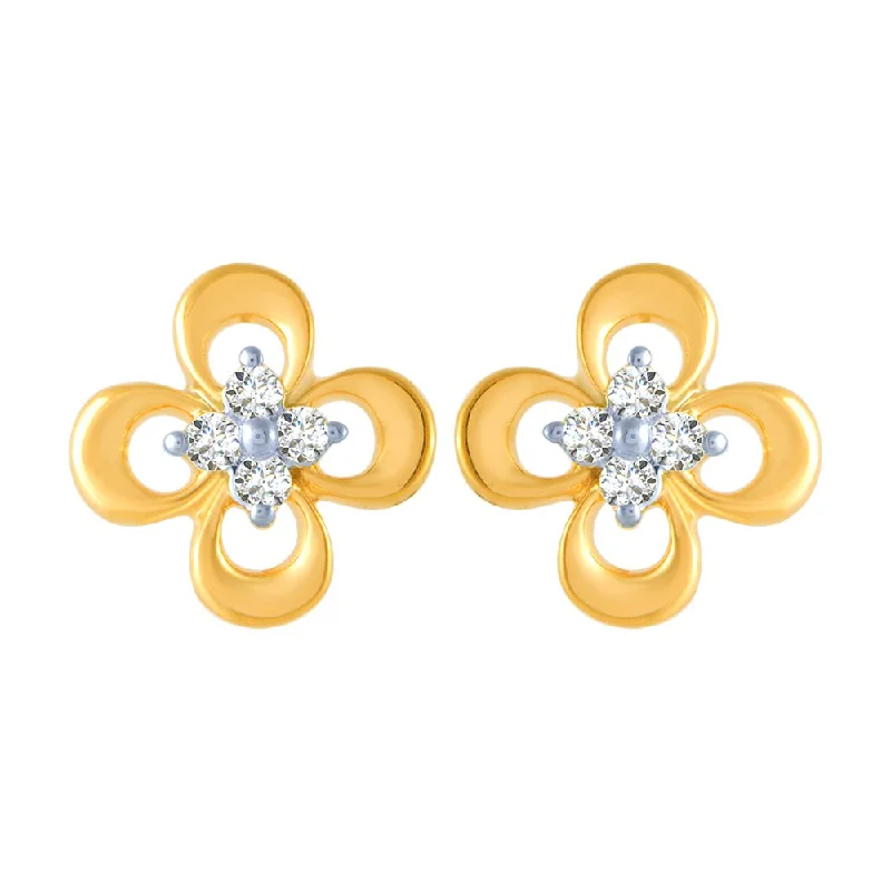 Elegant Drop Earrings for Weddings-18k (750) Yellow Gold And Diamond Stud Earrings For Women