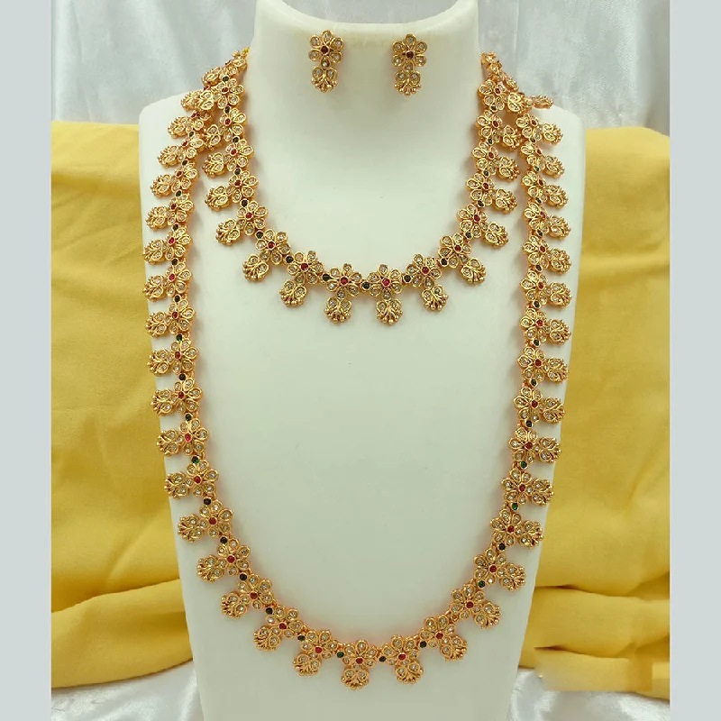 Chunky Chain Necklaces-Joyful Jewel Art Matte Gold Plated Austrian Stone Necklace Combo