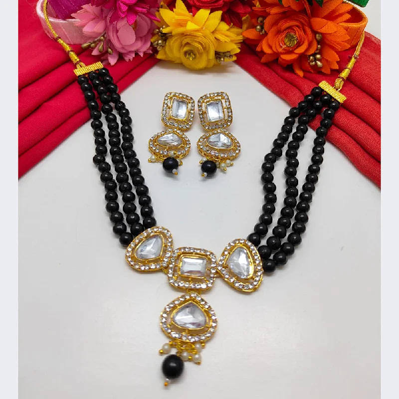 Layered Necklaces for Women-Palak Art Gold Plated Kundan Stone Necklace Set