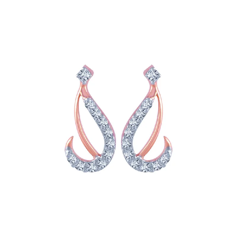 Colorful Hoop Earrings-18k (750) Rose Gold And Diamond Stud Earrings For Women