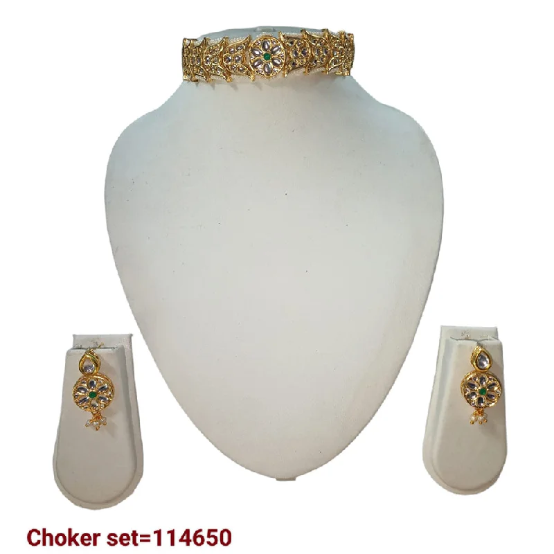 Silver Heart Pendant Necklaces-Padmawati Bangles Kundan Stone Gold Plated Necklace Set