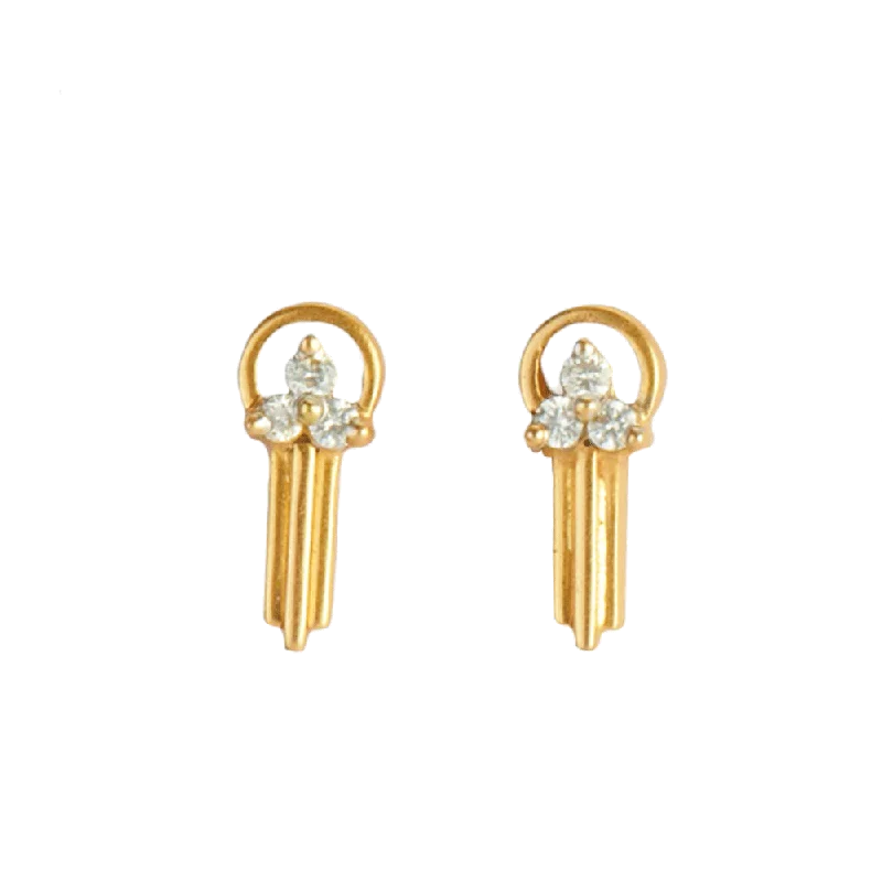 Funky Earrings for Teens-18KT (750) Yellow Gold And Diamond Stud Earrings For Women