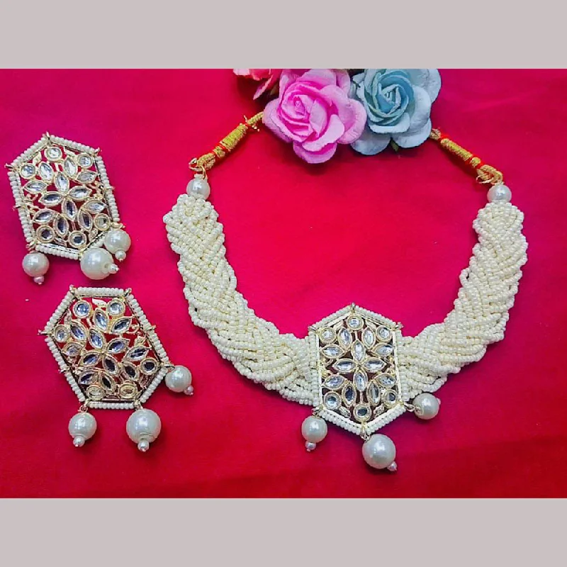 Art Deco Necklaces-Pooja Bangles Gold Plated Choker Necklace Set