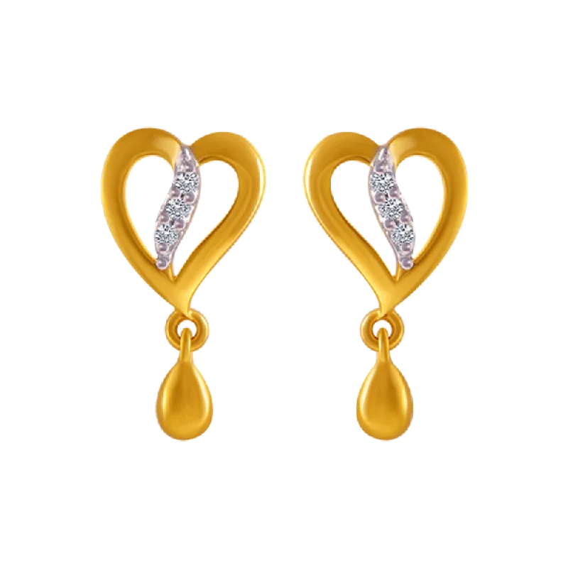 Large Hoop Earrings for Women-14KT (585) Yellow Gold And American Diamond Stud Earrings For Women