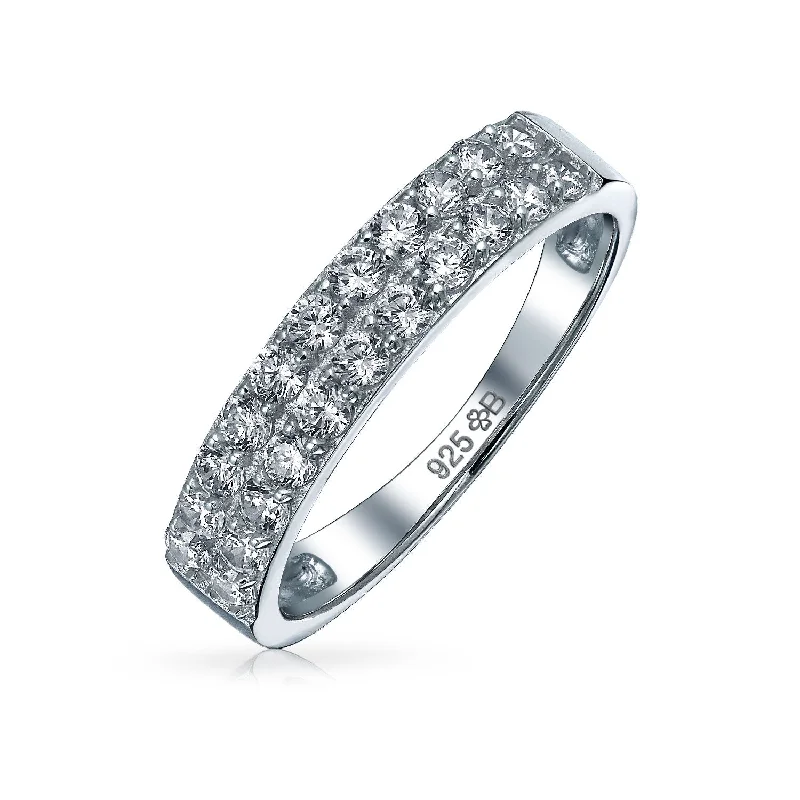 Fashion Rings for Teens-Cocktail Statement Ring: Micro Pave CZ Stackable Wedding Band in Sterling Silver