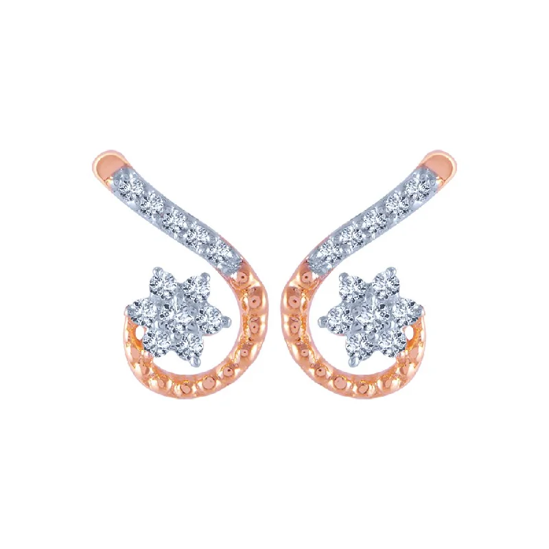 Art Deco Earrings-18k (750) Rose Gold And Diamond Stud Earrings For Women