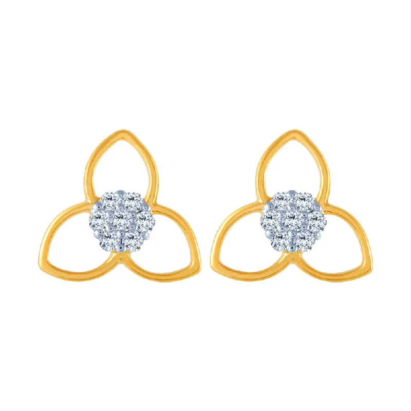 Elegant Drop Earrings for Weddings-18k (750) Yellow Gold And Diamond Stud Earrings For Women