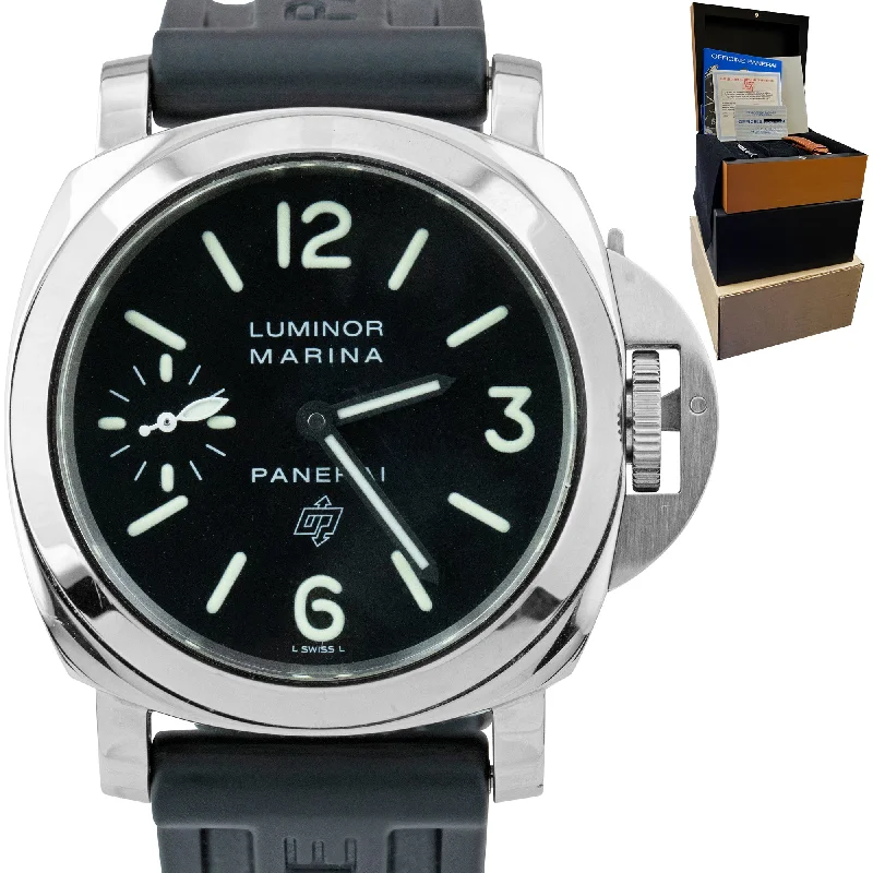 Luxury Sports Watches for Men-Panerai PAM 005 Luminor Marina Logo Black 44mm Mechanical Watch PAM00005 B+P