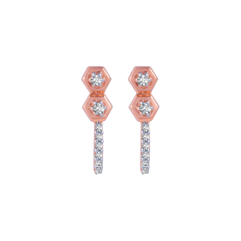 Cute Animal Earrings-18KT (750) Rose Gold And Diamond Stud Earrings For Women