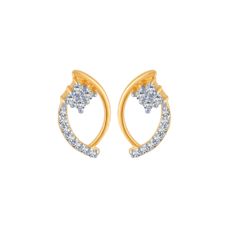 Custom Metal Earrings-18KT (750) Yellow Gold And Diamond Stud Earrings For Women