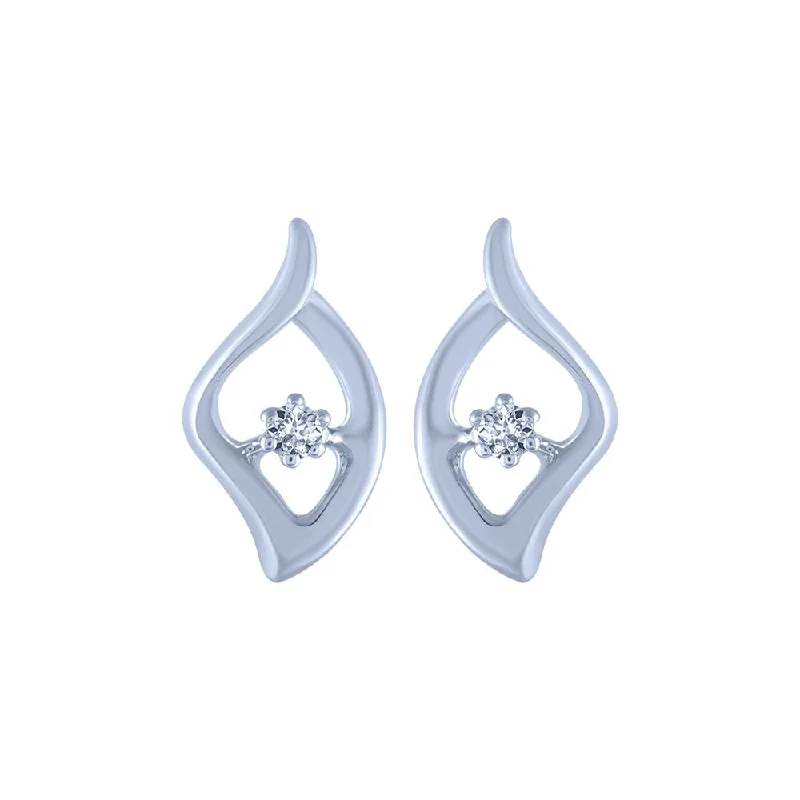 Affordable Silver Earrings-18k (750) White Gold And Diamond Stud Earrings For Women